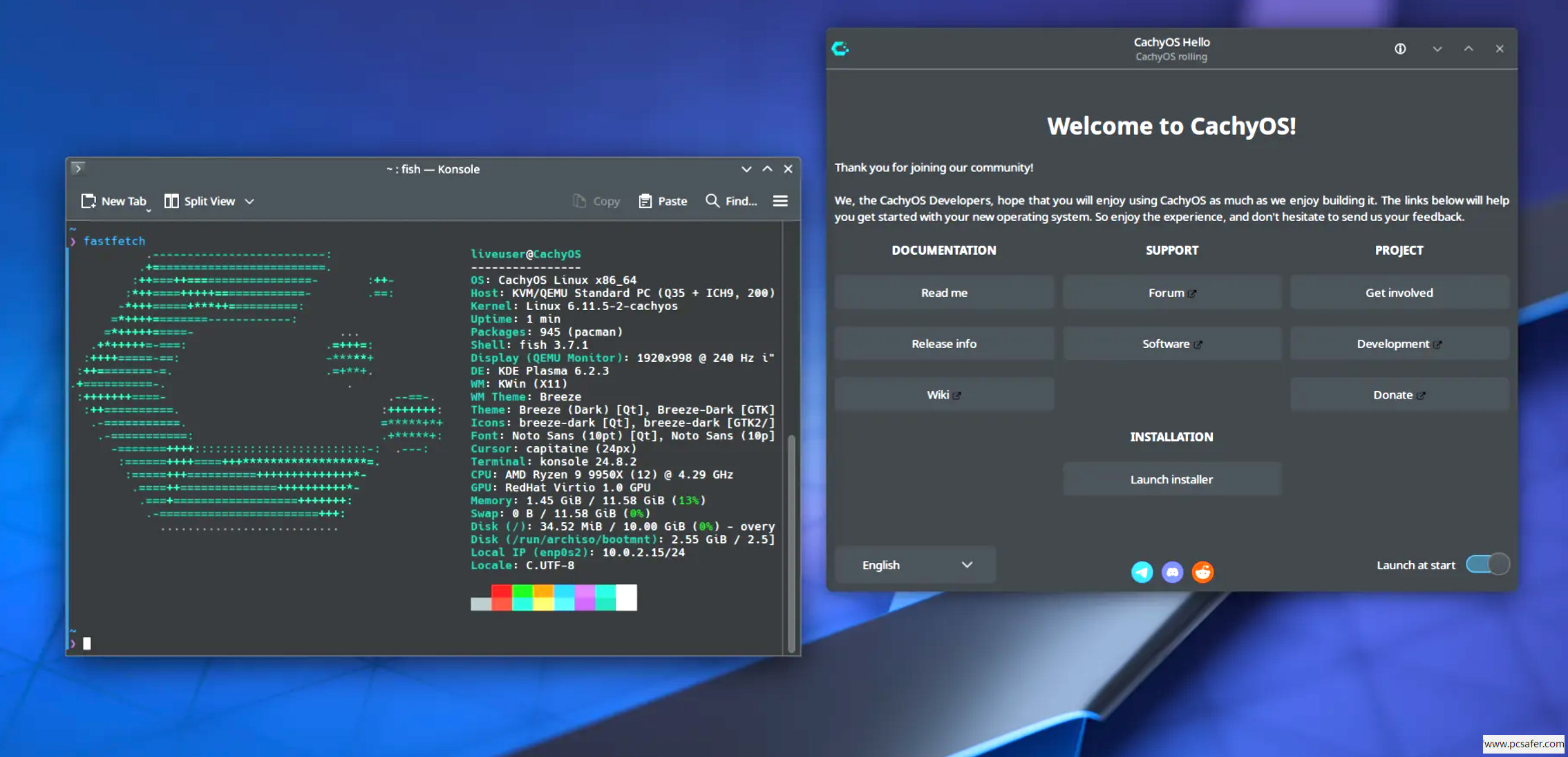 CachyOS系统界面展示内核优化、多桌面环境、应用管理、系统监控、快速安装核心功能