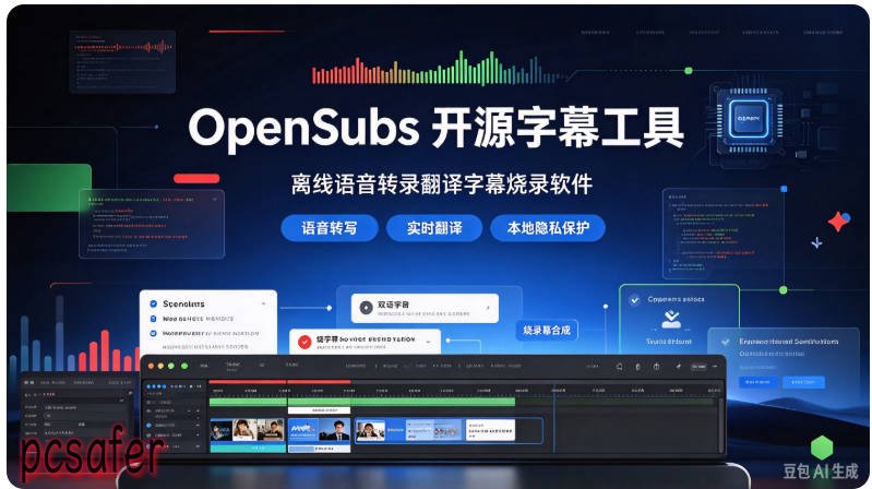 OpenSubs开源本地 AI 字幕工具 离线语音转录翻译字幕烧录软件